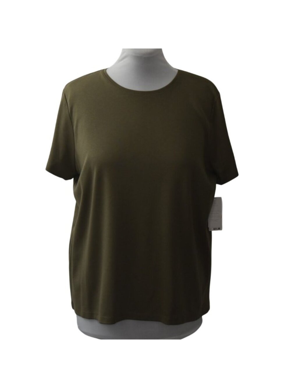 Charter Club Plus Size 2X Olive Green Pima Cotton Short Sleeve Crew Neck T Shirt
